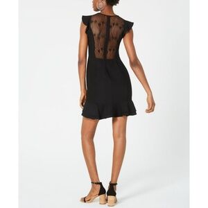 19 COOPER Womens Ruffled Zippered Cap Sleeve V Neck Short Cocktail Sheath Dress